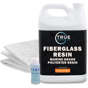Polyester Resin and MEKP Hardener with Chopped Strand Mat Fiberglass Kit - TRUE COMPOSITES
