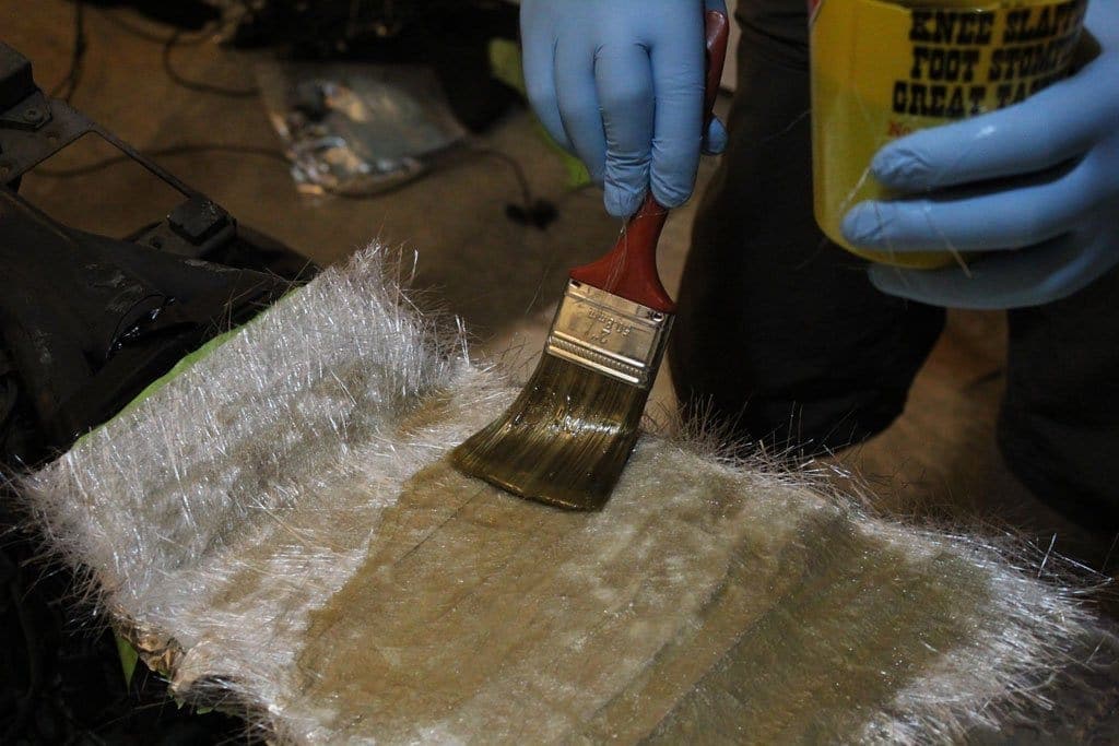 1 gallon of polyester resin and mekp hardener with .75oz chopped strand mat fiberglass (38" width x 10 yards length)