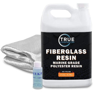 Polyester Resin and 1708 Biaxial Fiberglass Kit w/MEKP Hardener - TRUE COMPOSITES